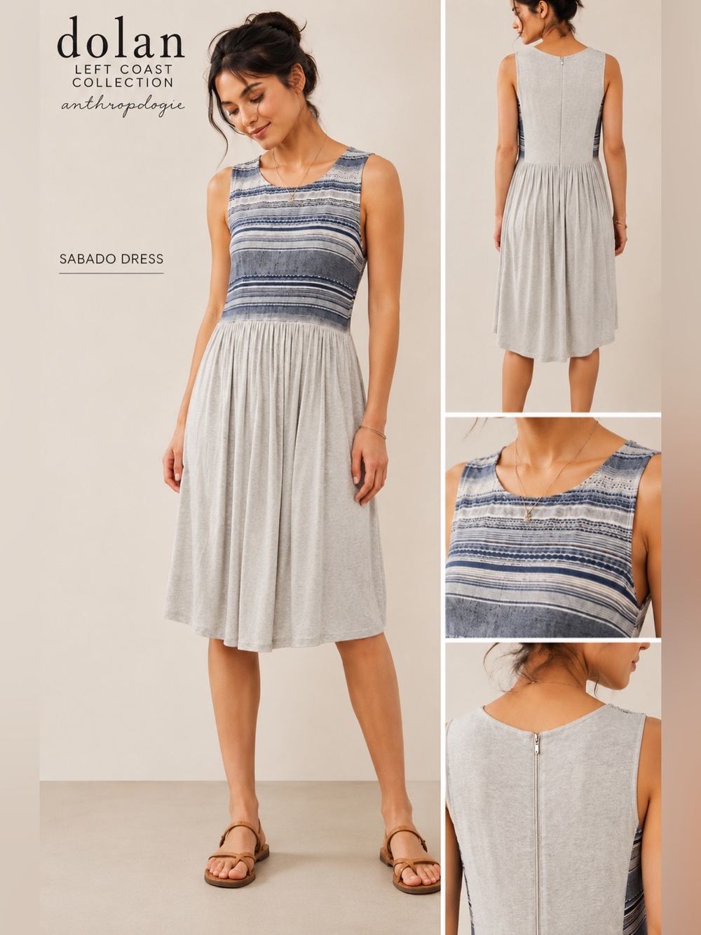 Anthropologie Dolan Left Coast Sabado Embroidered Sleeveless Dress Petite Medium